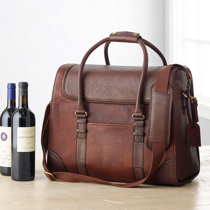 Handcrafted 100% Leather Travel Wine Bag