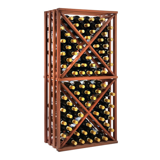 N’FINITY Walnut Stackable 4 Foot Wine Rack - Wine Rack Diamond Open Cube