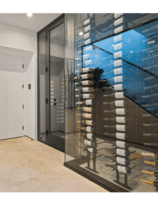 Floor to Ceiling Mounted Wine Rack Display 2 Sided 84 Bottles