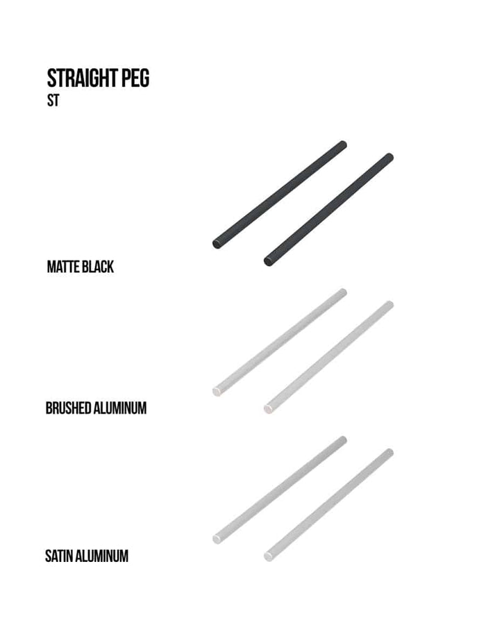 Peg finishes: Matte Black, Brushed, Satin