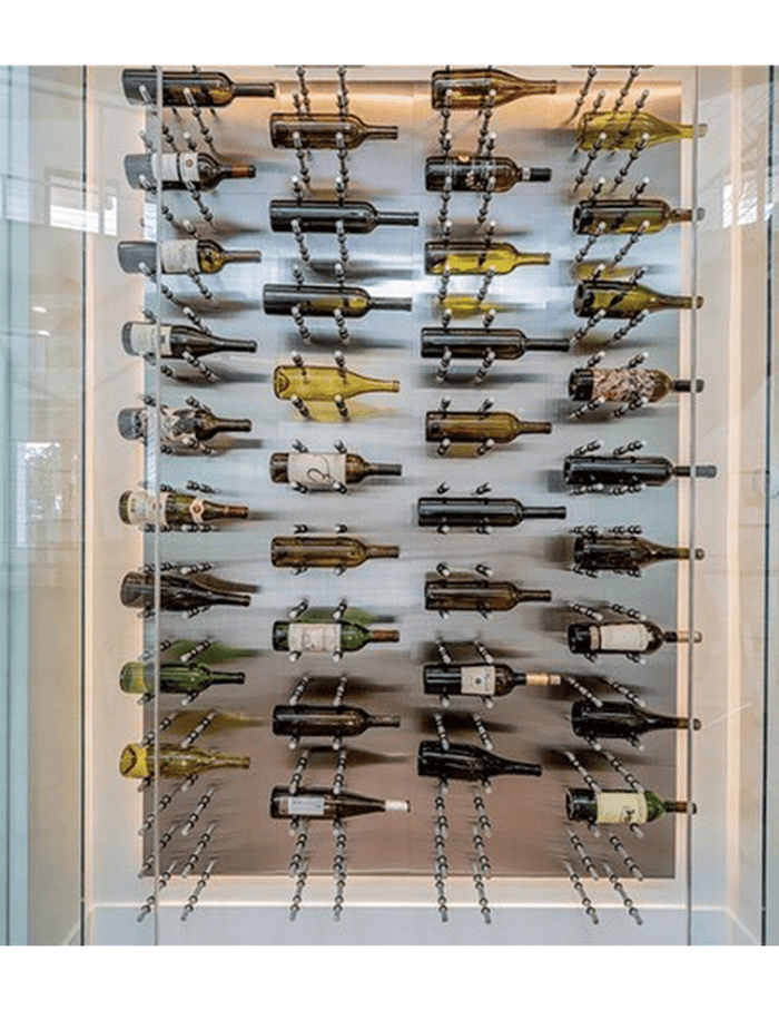 Behind glass in a modern cellar