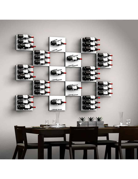 Fusion Wine Wall Panel (Label Forward) - White Acrylic  (3 To 9 Bottles)
