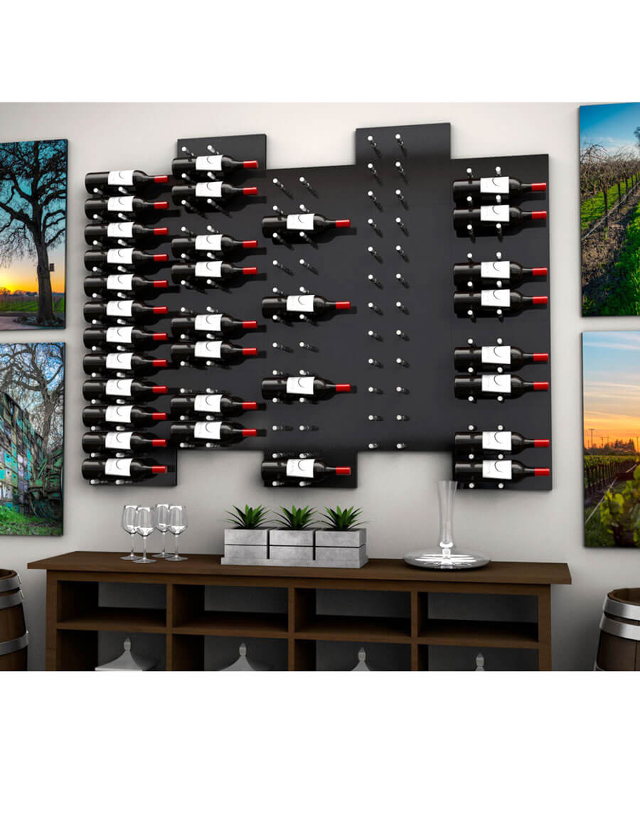 Fusion Wine Wall (Label Forward) - Black Acrylic (4 Foot)