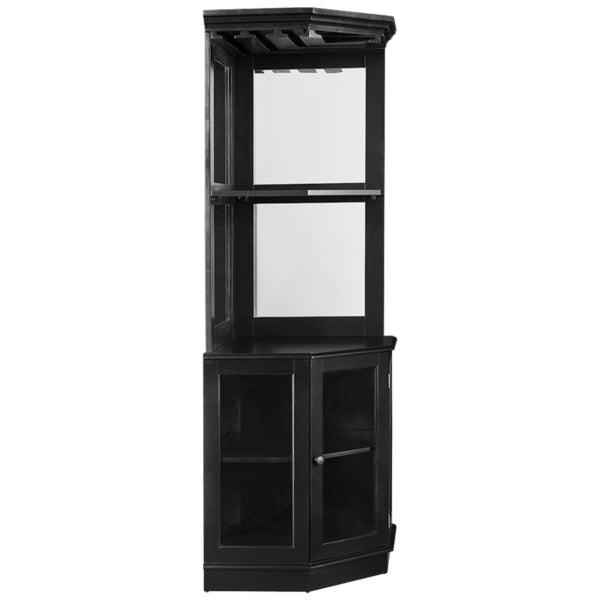 Premium Corner Bar Cabinet with Storage Space and Wine Stem Holders