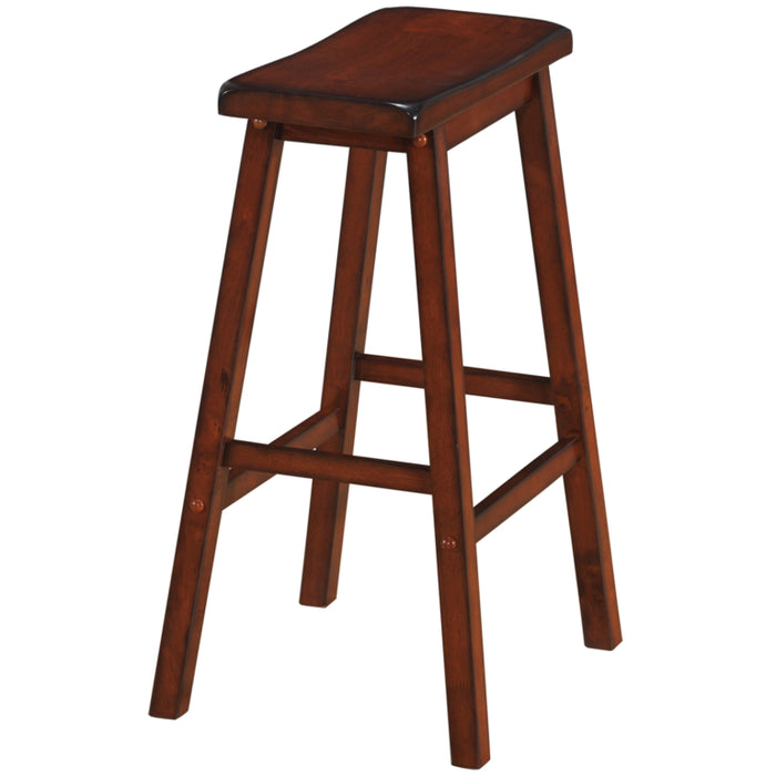 Solid Wood Backless Barstool with a Saddle Seat