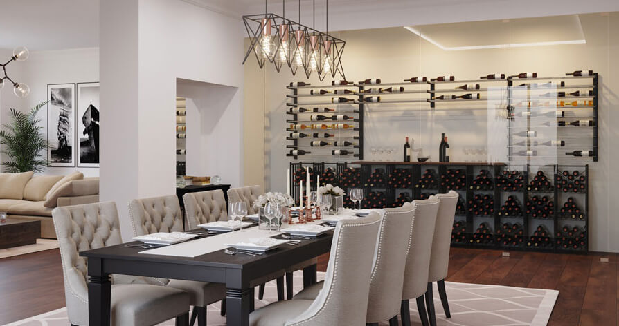 VintageView Evolution Wine Wall 45″ 1C Wall Mounted Wine Rack System (9 to 27 bottles)