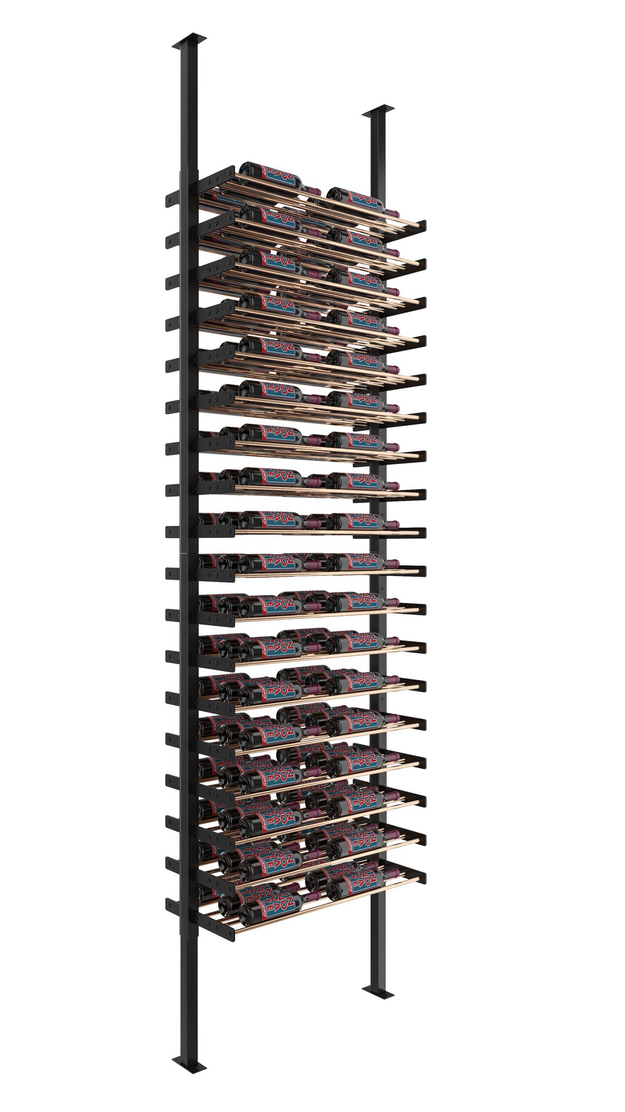 VintageView Evolution Wine Wall Post 10′ 2C Kit: Label Forward Wine Rack Kit (2 sided, 72 to 144 bottles)