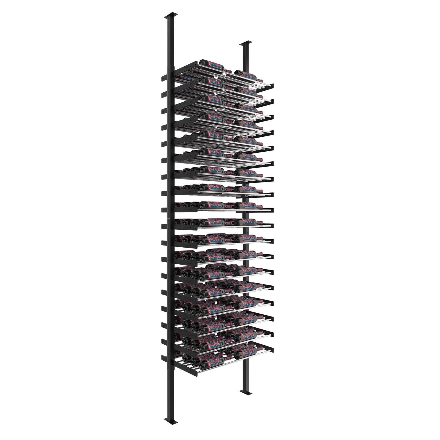 VintageView Evolution Wine Wall Post 10′ 2C Kit: Label Forward Wine Rack Kit (2 sided, 72 to 144 bottles)