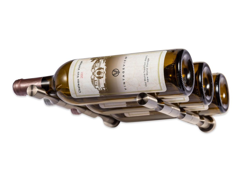 VintageView Vino Pins -2ボトルウォールマウントワインボトルラック (アルマイト加工ブラック) -ラベルフォワード設計のスタイリッシュなモダンなワインス