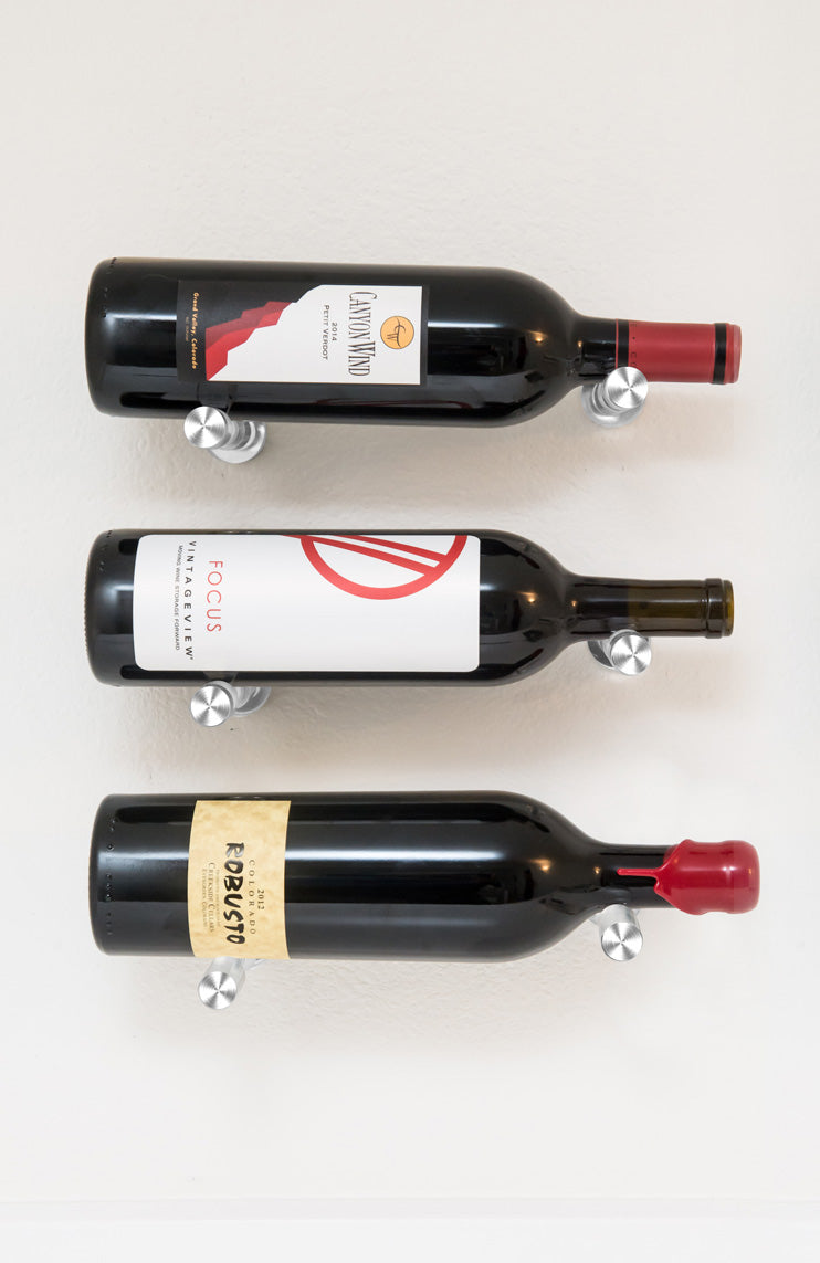 VintageView Vino Pins Designer Kit (3-bottle layout): Wall Mounted Wine Rack Display