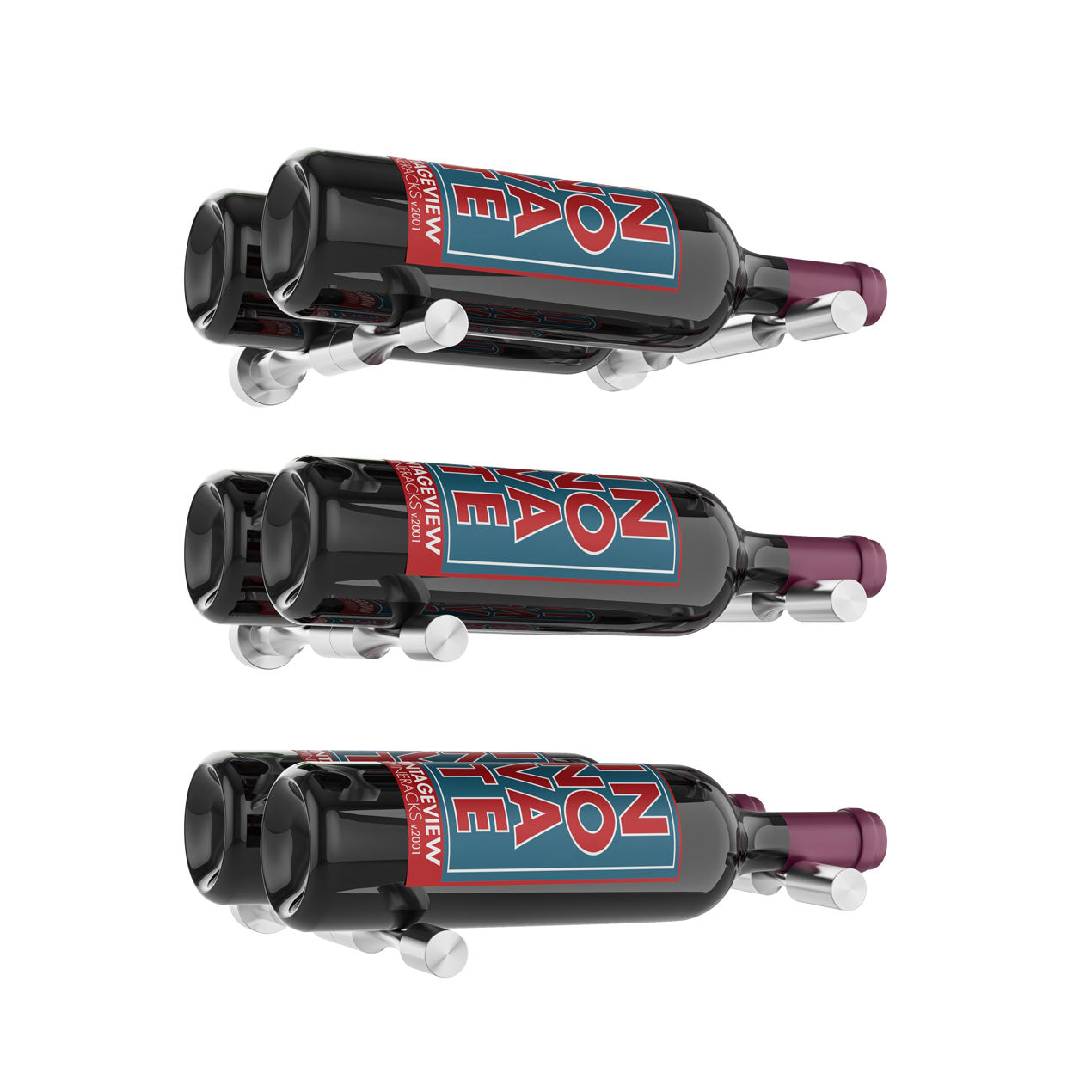 VintageView Vino Pins Designer Kit (3-bottle layout): Wall Mounted Wine Rack Display