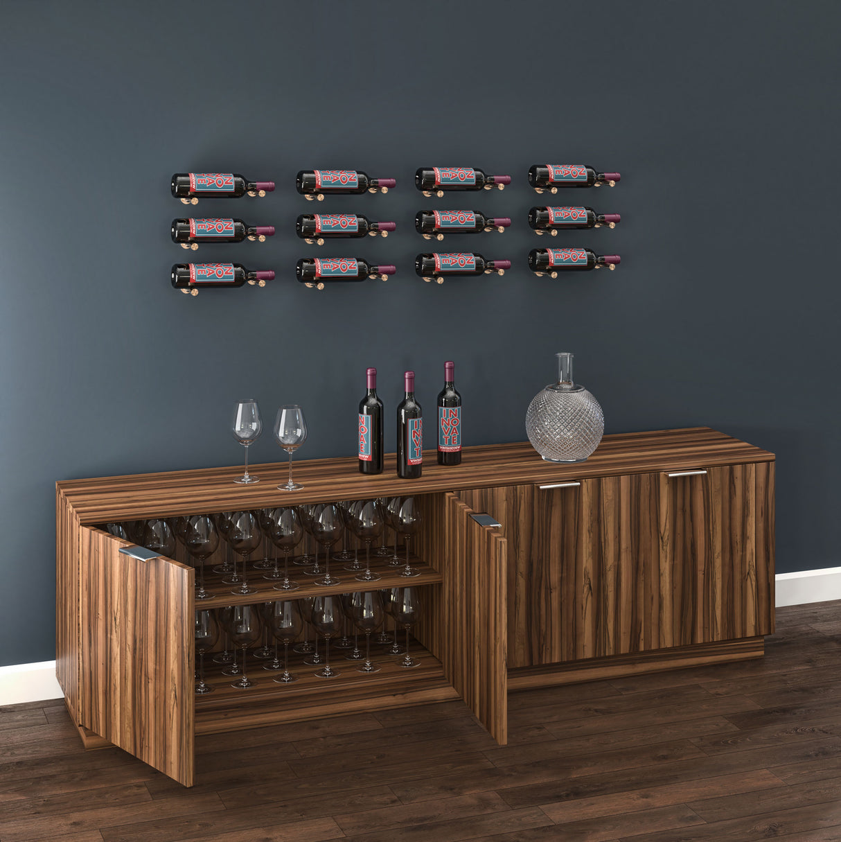 VintageView Vino Pins Designer Kit (12-bottle layout): Wall Mounted Wine Rack Display