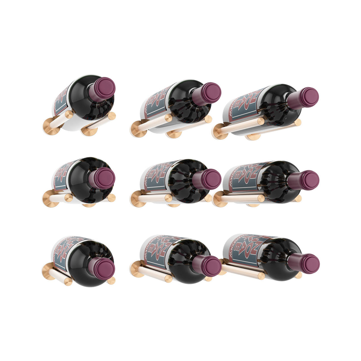 VintageView Vino Rails Designer Kit (9 bottles): Cork Forward Wall Mounted Wine Rack Display