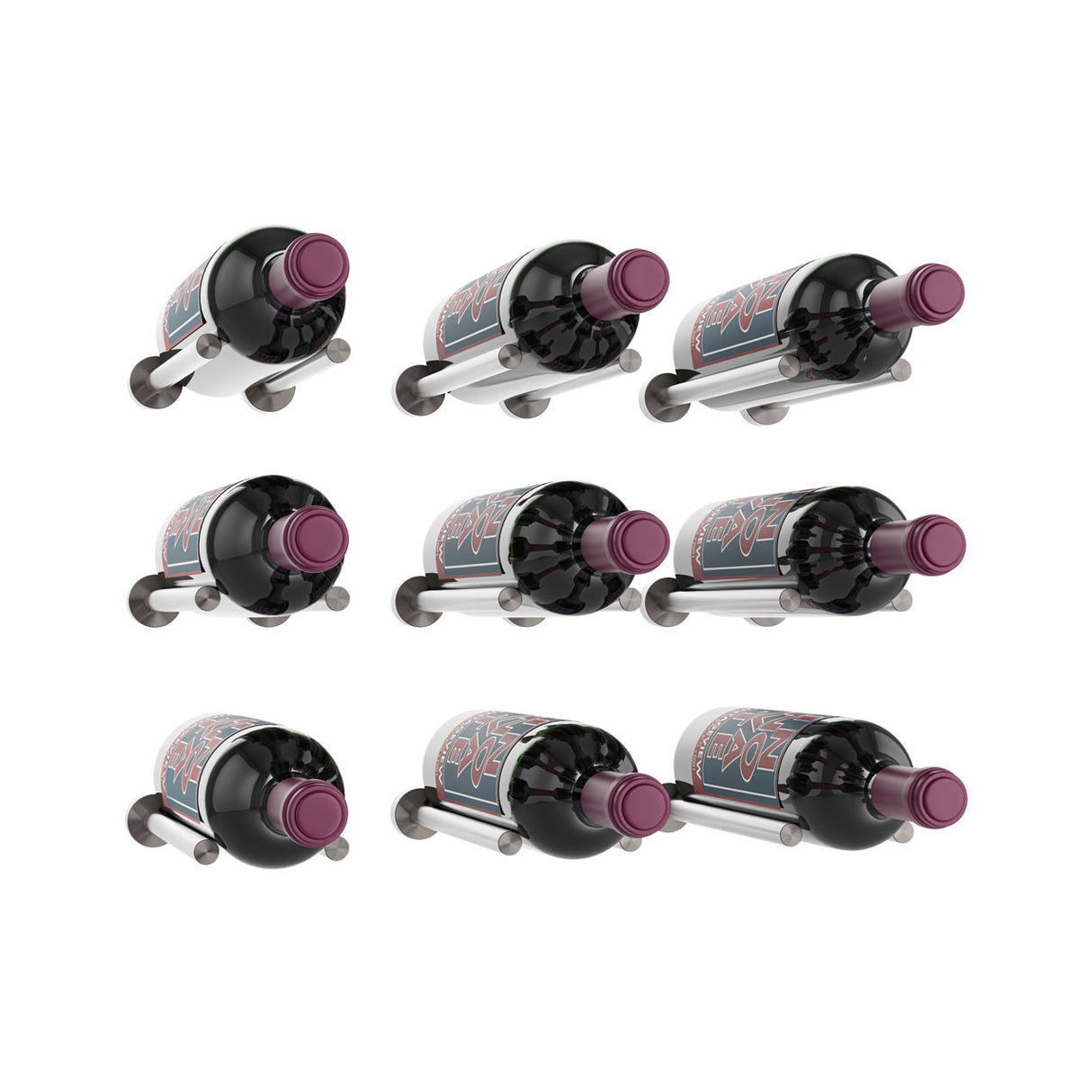 VintageView Vino Rails Designer Kit (9 bottles): Cork Forward Wall Mounted Wine Rack Display