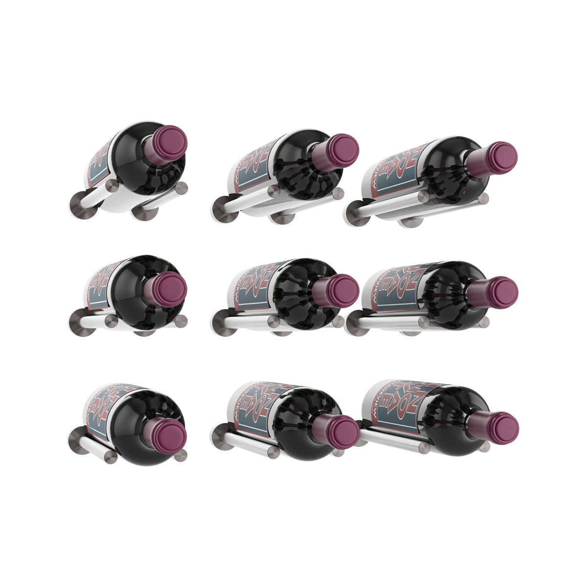 VintageView Vino Rails Designer Kit (9 bottles): Cork Forward Wall Mounted Wine Rack Display
