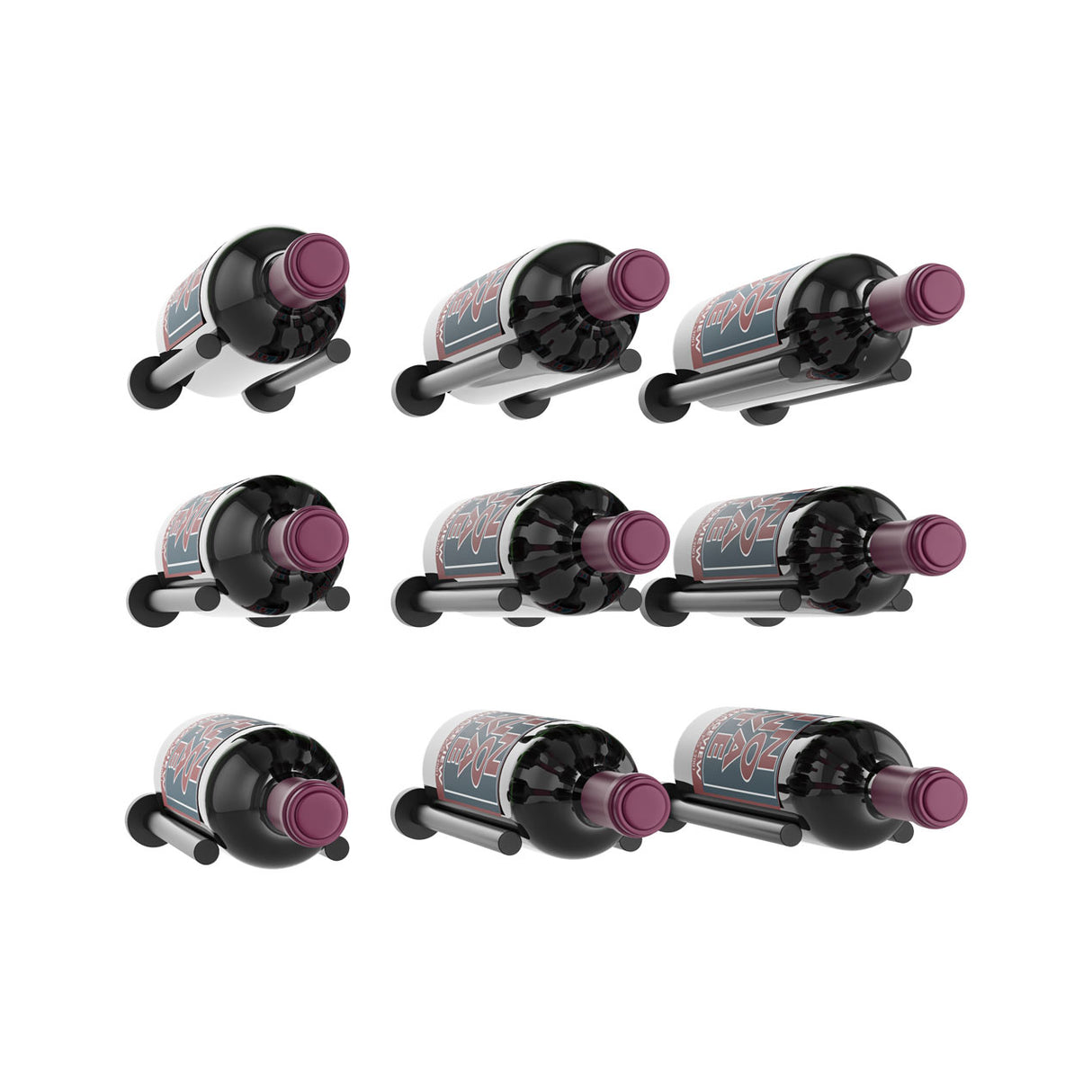 VintageView Vino Rails Designer Kit (9 bottles): Cork Forward Wall Mounted Wine Rack Display