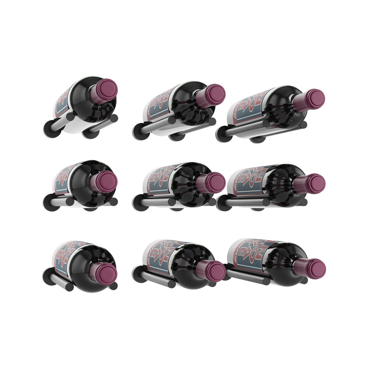 VintageView Vino Rails Designer Kit (9 bottles): Cork Forward Wall Mounted Wine Rack Display