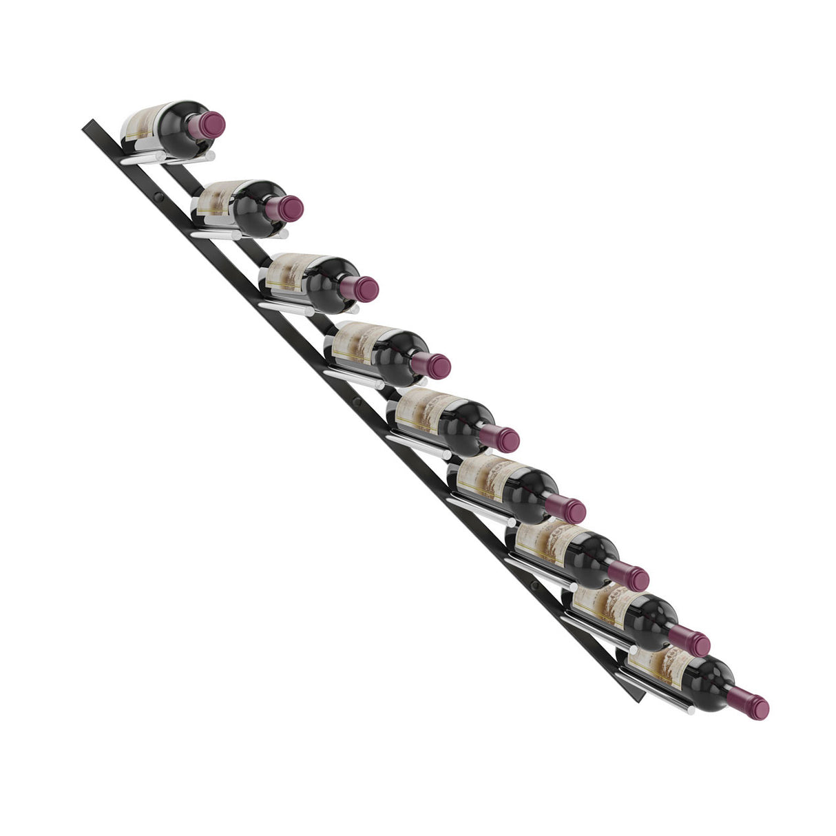 VintageView Vino Rails Flex 45 Wall Mounted Metal Wine Rack System (9 bottles)