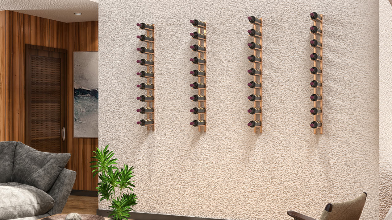 VintageView Vino Rails Flex 45 Wall Mounted Metal Wine Rack System (9 bottles)