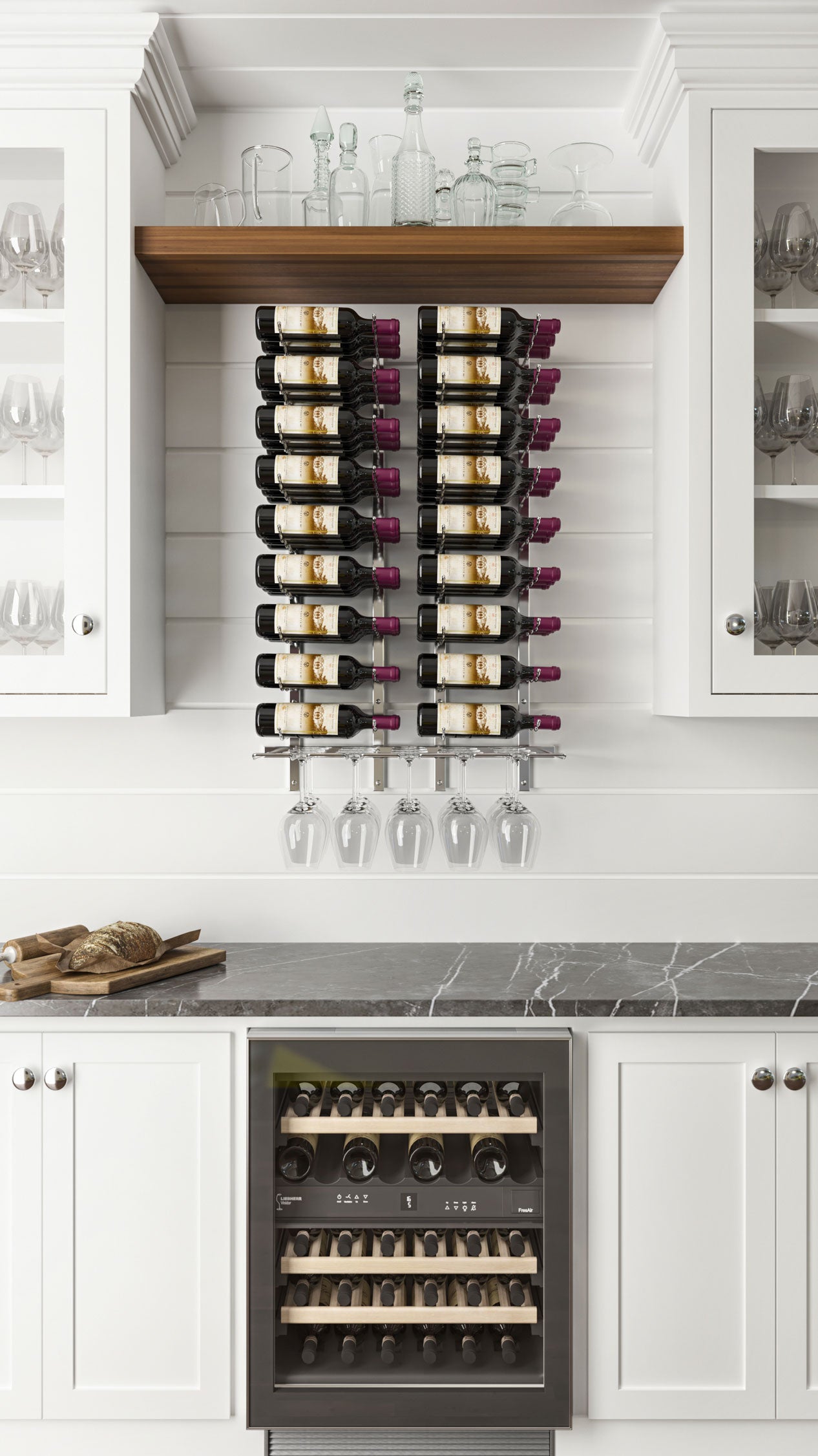 Wet bar with online wine fridge