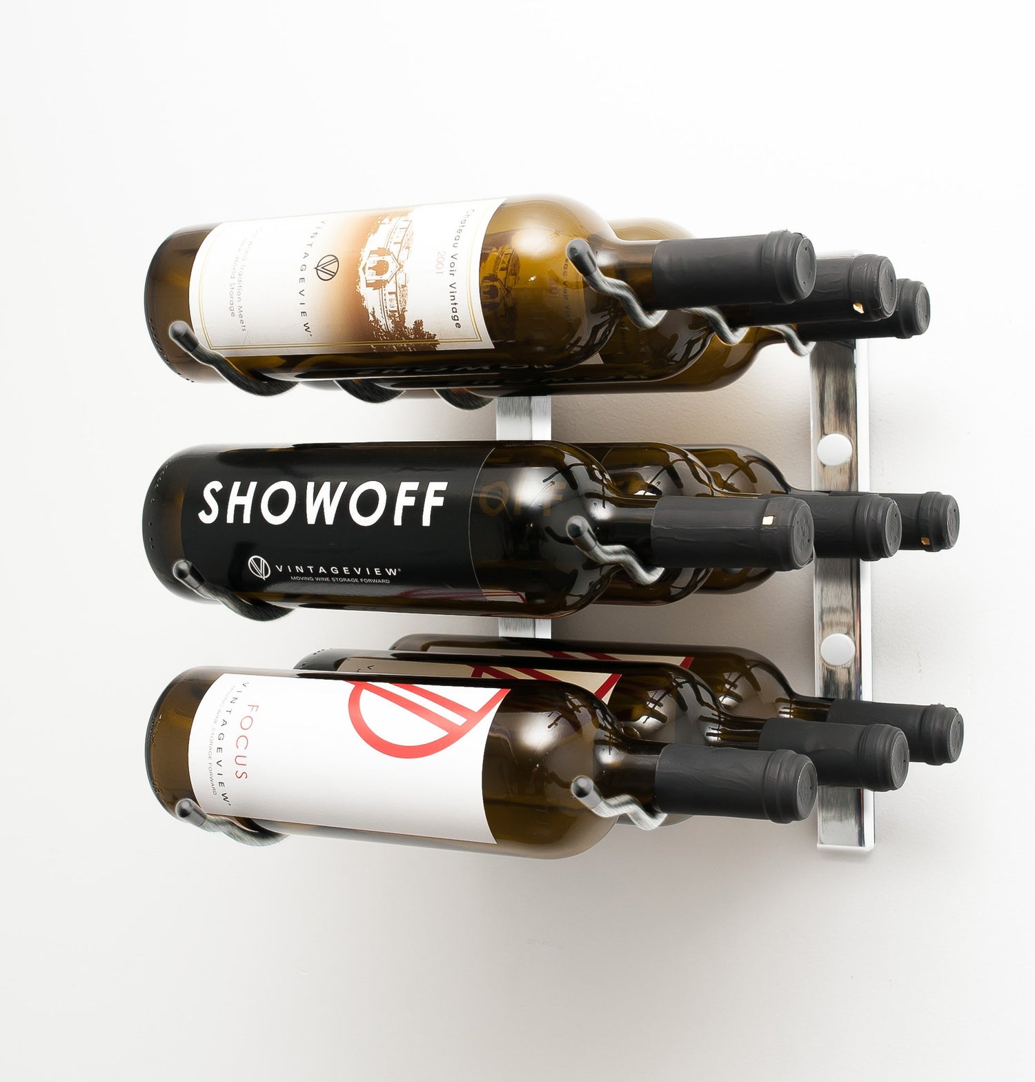 VintageView Wall Wine Racks 1' (3 to 9 bottles)