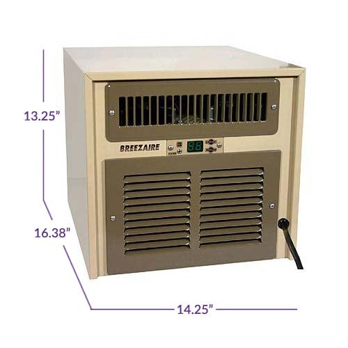 Breezaire WKL 1060 Wine Cellar Cooling Unit with dimensions