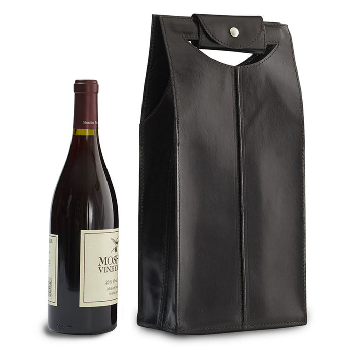 Leather Wine Bag Black 2 Bottle