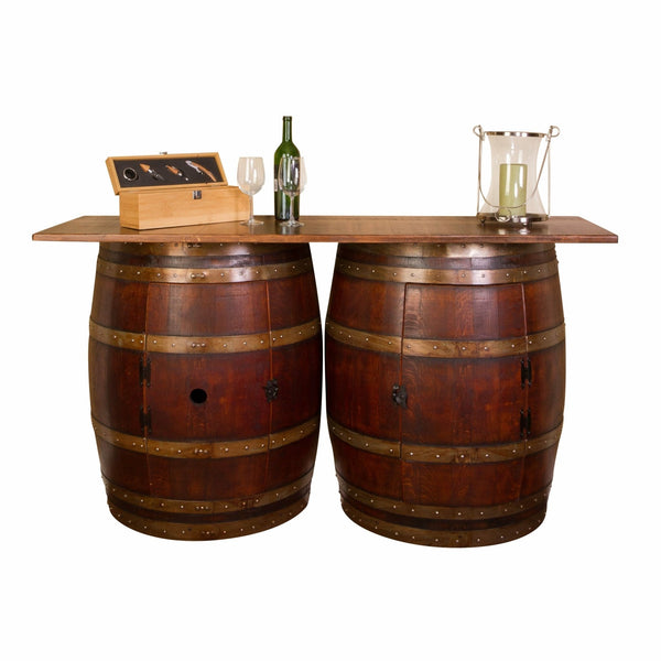 Wine Barrel Designs 4-Person Barrel Bar Set with Storage - Brown