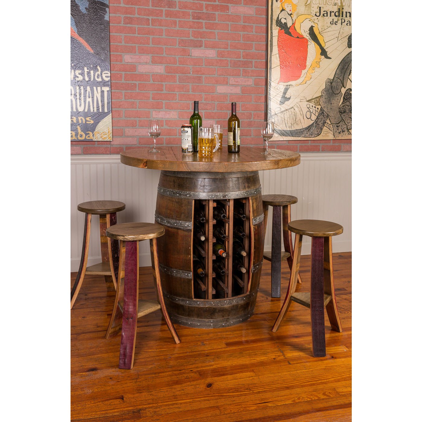 Napa East Wine Barrel Round Table Top Set Rack Base