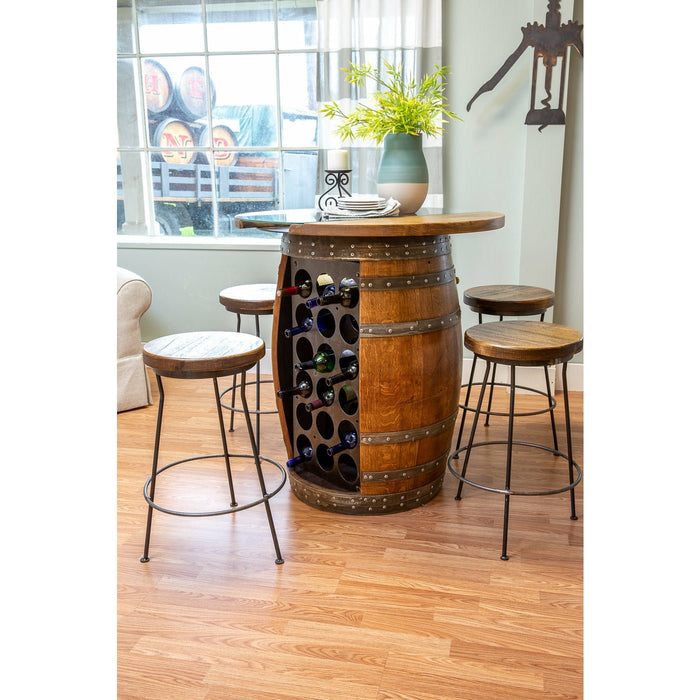 Napa East Wine Storage Table: 36″ Round Set with Stools